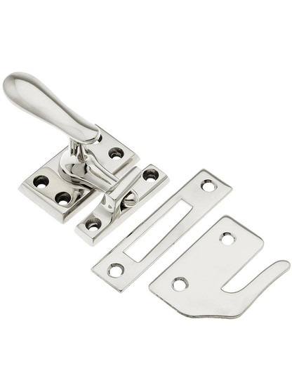 Large Solid Brass Casement Latch in Polished Nickel.